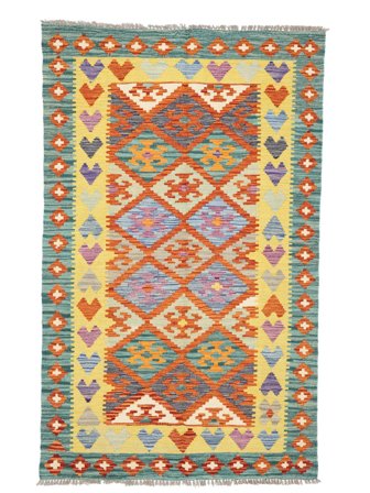Kilim Afghan Old Style Rug Hand Woven 112X183 Brown/Green Afghanistan