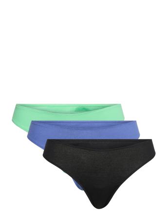 Brief Nova Rib 3 Pack Thong H Stringtruse Undertøy Blå Lindex
