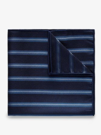John Henric Men's Blau & Hellblau Gestreiftes Einstecktuch Size Onesize