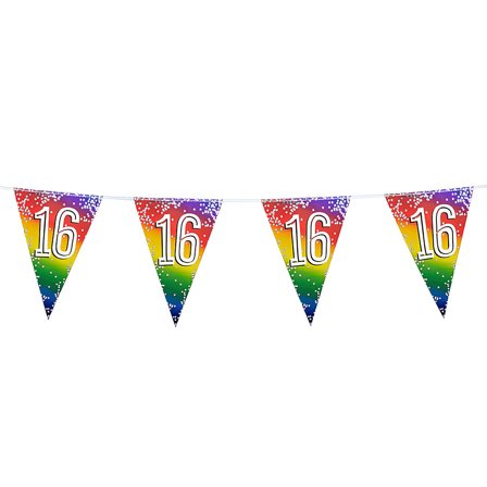 Flagguirlande Regnbue 16 år