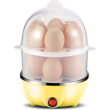 Multifunksjonell elektrisk eggekoker i rustfritt stål (dobbelt lag) Kan koke 14 egg om gangen, flertrinns timer selvkontroll hønekoking, med aut