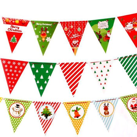 Julpapper Julblomma Hängande Flagga Jultomte Snögubbe Julgran Vimpel Flagga Hängande Flagga