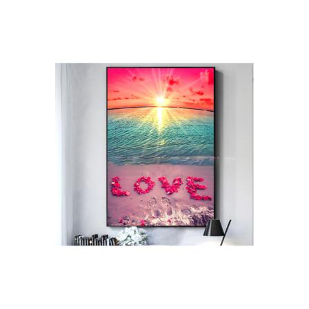 X0147 D timanttimaalaus merenrannan maisema täysi timantti ristipisto