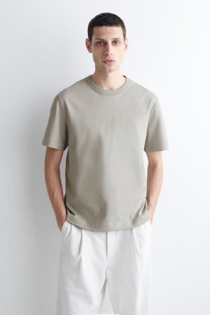 COS Men's Interlock Cotton Crew-Neck T-Shirt in Grey