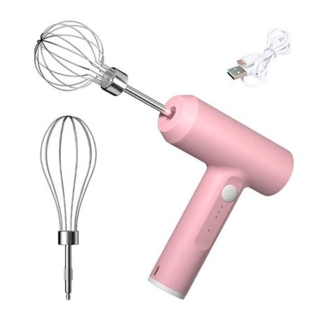 (Pink) Elektrisk mælkeskummer - WIRLSWEAL - 3 hastigheder - USB genopladelig - Aftageligt hoved - Pink