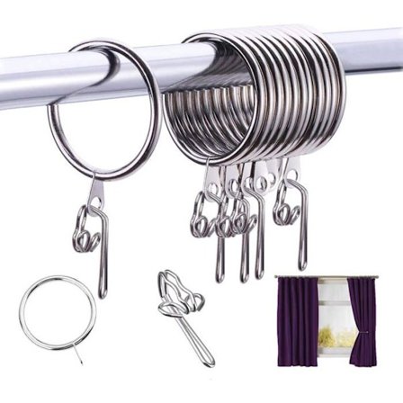 30 kpl Metalliset verhorenkaat, verhorenkaat klipsillä, ruosteenestokäsittely verhotankoihin - 36 mm halkaisija