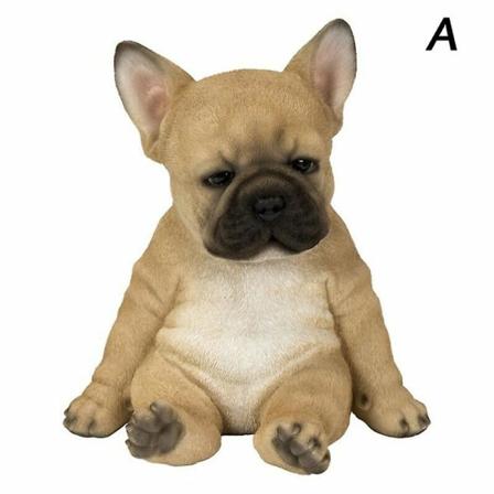 Sömnig fransk bulldogvalp Staty Harts Gräsmatta Skulptur Supersöt trädgårdsinredning A