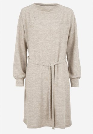 Cellbes of Sweden - Jersey-kjole med knytbart belte i beige / melert for damer i størrelse 42/44