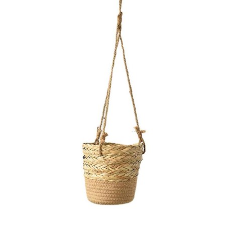 Håndvevd plante kurv hengende planter innendørs utendørs blomsterpotte oppbevaringsorganisator hage hjemmedekorasjon