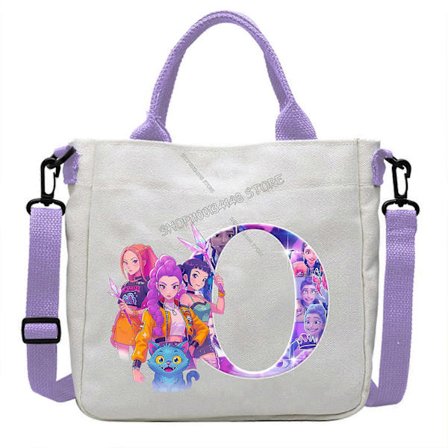 Kpop Demon Hunters Olkalaukku Sarjakuva A-Z Kirjain Käsilaukku Suuri Tilavuus Crossbody Laukku Muoti Kannettava Kangas Säilytyslaukku Lahja-LMNT 243