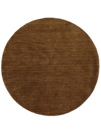 Tapis De Laine Uni Handloom Marron Rond Grand