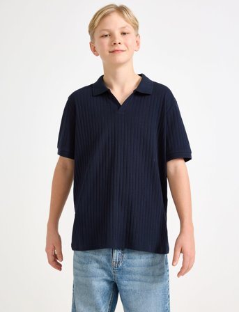Lindex Top Collar Jersey Rib - Navy - 170