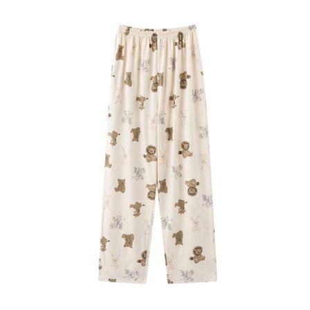 Naisten puuvillaiset pyjama-housut taskuilla. Mukavat ja rennot naiset