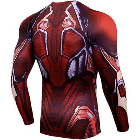 3D Superhjälte Snabbtorkande Elastisk Cosplay T-shirt, Långärmad Kapten, Järntema, Storlek 1 Medium / 1 XXXL