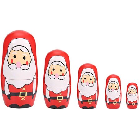 5 stk. Nesting Dolls Multifunktionel Julegave Håndmalet Sød Træ Matryoshka