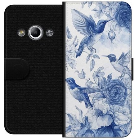 Kompatibel Tegnebogsetui til Samsung Galaxy Xcover 3 Fugle og blomster blå romantiskt mønster