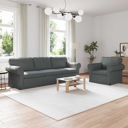 Soffa 210cm 2 pcs Mörkgrå Metall