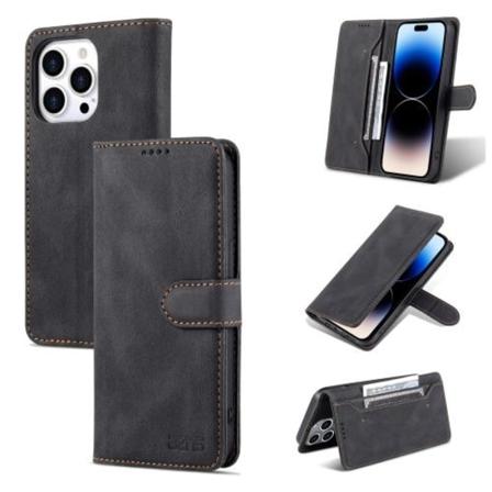 Azns Iphone 14 Pro Fodral Skin Feel Läder Svart