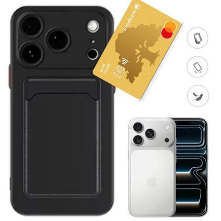 Iphone 17 Pro skal mobilskal kortholder slot sort