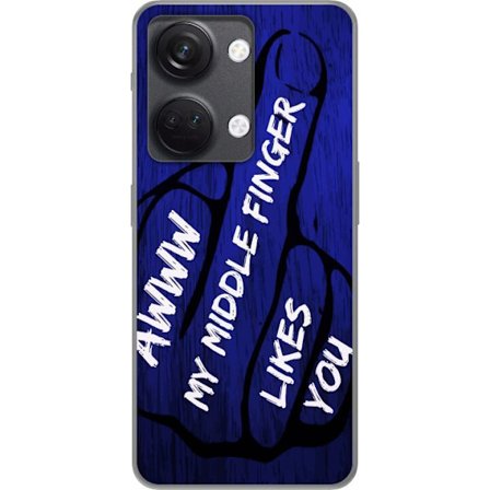 Kompatibelt Mobildeksel til OnePlus Nord 3 Mørk typografisk illustrasjon med hjerteform og budskap om vennskap mot dyp blå tretekstur