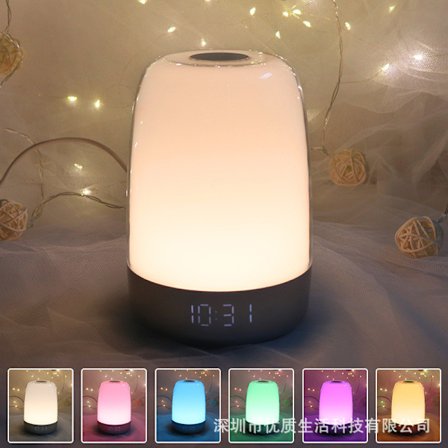 Touch Wake Up Nattlampa med Soluppgångssimulering Väckarklocka, 3-vägs Dimbar Varmvit Sänglampa RGB Ambient Bordslampa, Fashion-WELLNGS