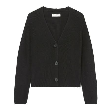 Marc O'Polo, Cropped V-neck cardigan in a relaxed fit Zwart, Dames, Maat:L