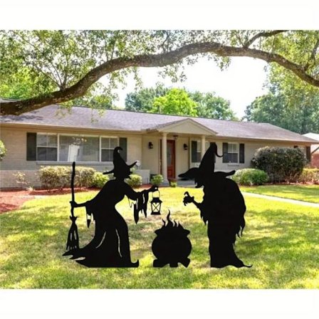 Halloweenhekse i metal – Udendørsdekoration, boligdekoration, hekseskilt, verandakunst og havedekoration_OF