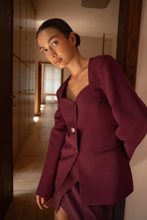 NA-KD Blazer ajusté - Tenue de bureau - Burgundy - EU 38