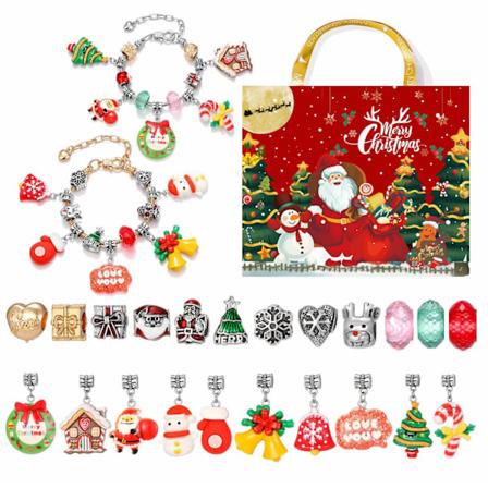 Julekalender armbånd for jenter 24 dager julekalender nedtelling DIY smykkefremstillingssett gave til barn tenåringer kvinner Type C