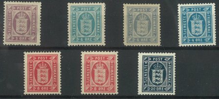 Danmark - Lot med 7 ubrugte tjenestemærker