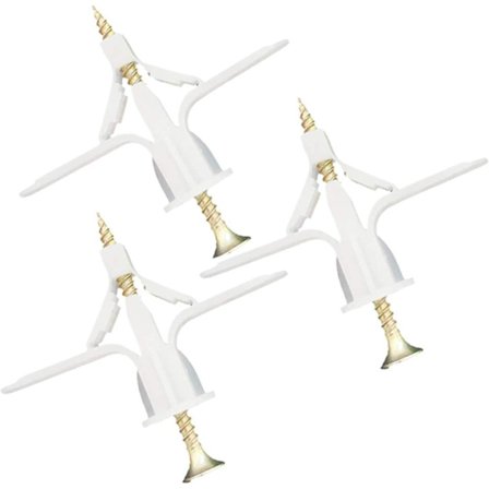 Gipsplateveggplugger og skruer - Ekspanderende fatning - Antirotasjonsribber - Piggete kjever - Overlegen stramt grep