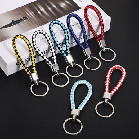Nøglering - Udskiftningsarmbånd med snor - Dekorativ nøglering i zinklegering - Dekorativ nøglering med tilfældige farver - 8 stykker