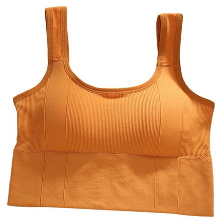 Sports-BH med fuld dækning, tanktop-stil, sømløs, komfortabel, trådløs dame-BH til daglig brug, orange