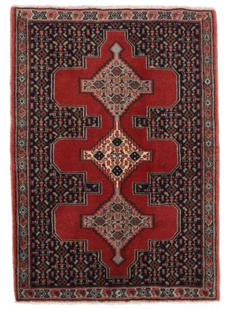 Senneh Teppich Handgeknüpft 71X100 Schwarz/Dunkelrot Persien/Iran