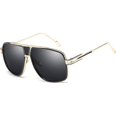 Solbriller Oversize Klassiske Sorte Shades Goggle Retro Gull Legering