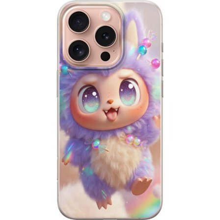 Kompatibelt Mobildeksel til Apple Apple iPhone 16 Pro Søt kawaii-figur med store glitrende øyne, regnbuefarger og myk 3D-stil, perfekt barneillustra
