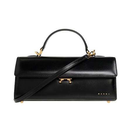 Marni Shoulder Taske with logo Sort, Dame Skuldertasker, Størrelse: ONE Size