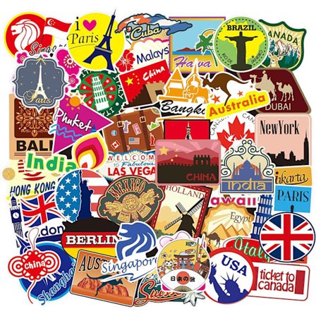 100 stk selvklebende klistremerker, retro vintage vinyl-etiketter for dekorering av fotoalbum, skateboard, gitar, bærbar PC,-