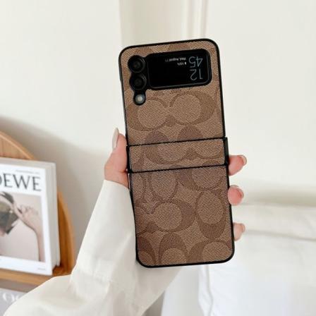 Galaxy Z Flip 3:lle tarkoitettu PU-kotelo saranasuojalla, khaki