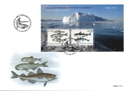 Grønland - Fisk 2022 - Førstedagskuvert med miniark