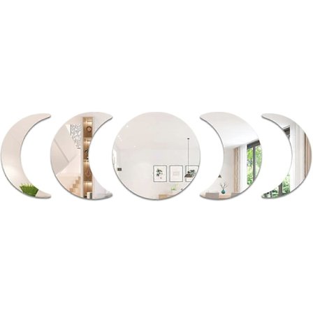 Månefase Spejl Akryl Vægdekaler Klistermærker, Boheme Stil Måne Vægspejl Klistermærker, Selvklæbende Kunstdekorationer