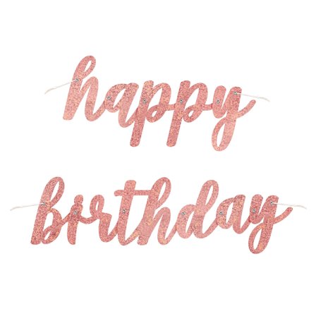 Happy Birthday Girlander Holografisk Rosegull