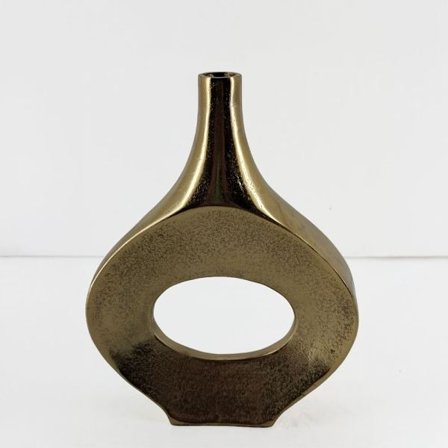 Kultainen alumiininen soikea maljakko, 22x5x28cm