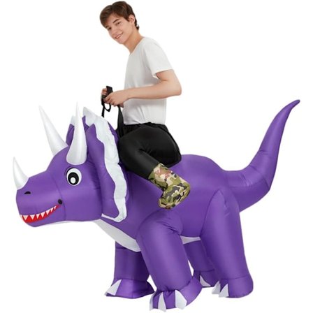 Oppblåsbar dinosaurkostyme, ri på triceratops-kostyme, oppblåsbar kostyme for voksne til halloween