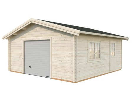 Palmako Roger Garage 29,2 m²/inv. 27,7 m², med port, obehandlad, Stugor & förråd