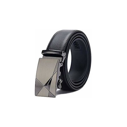 Herrar Bälte Justerbart Ratchet Automatisk Spänne Läderbälte för Män (Svart 120cm)