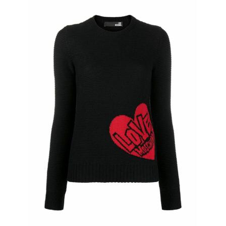 Love Moschino Round-neck Strik Sort, Dame