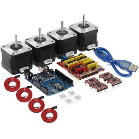 CNC Shield V3.0 Utvidelseskort med 4A4988 Driver, Kjøleribbe USB-kabel for 3D-printer - Kompatibel med Arduino