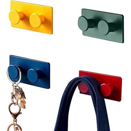Liimakoukut seinälle (4 kpl), liitettävät moniväriset koukut, seinäkoukut, avainkoukut, itseliimautuvat seinäkoukut, käytettäväksi laukkujen, 