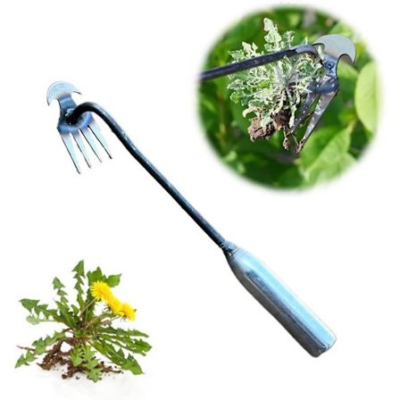 29*3.5cm - Ogräsrensning ogräs mangan stål 4 tänder dubbel användning liten hacka